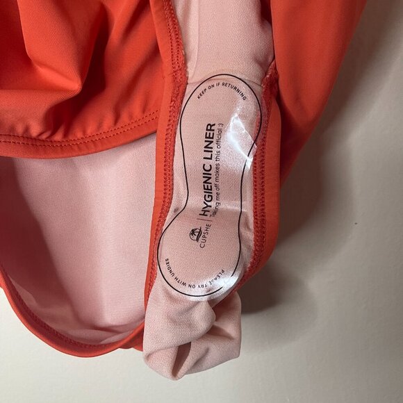Cupshe Orange One-Piece Swimsuit with Ruched Design & Padded Cups, size M, NWT. - Picture 7 of 8